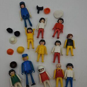 Vintage Playmobil Figurines, 1970s Lot of 12 with Some Accessories